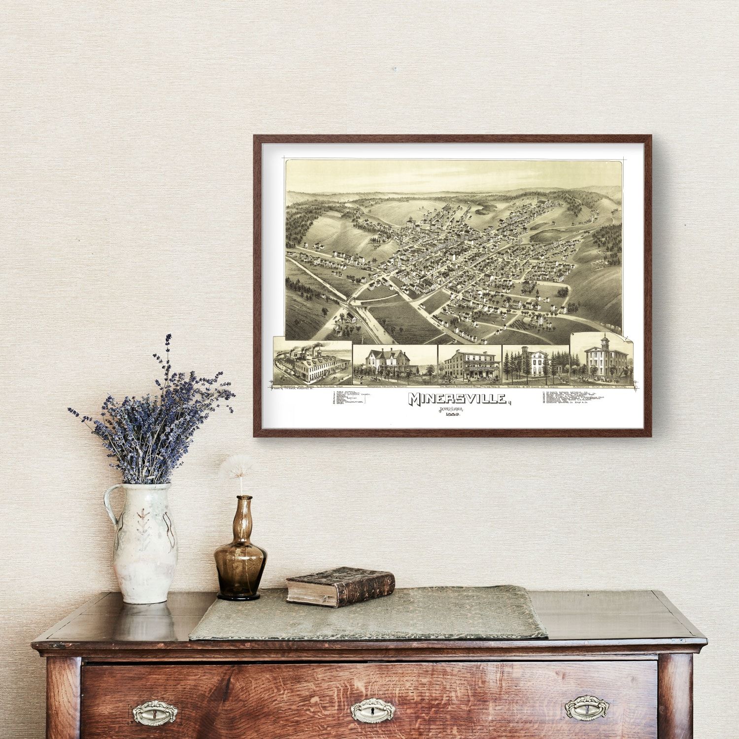 Vintage Map of Minersville, Pennsylvania 1889