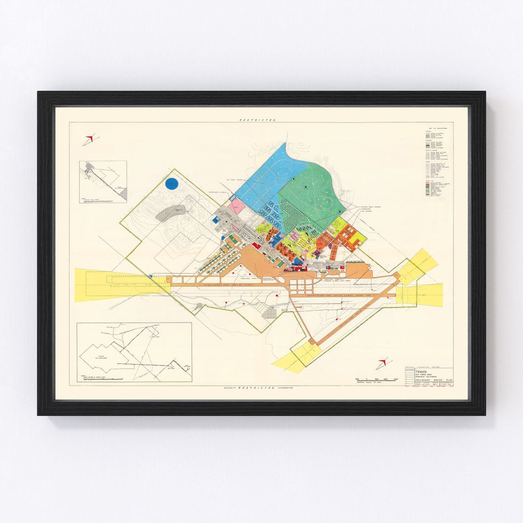 Vintage Map of Travis Air Force Base, 1951