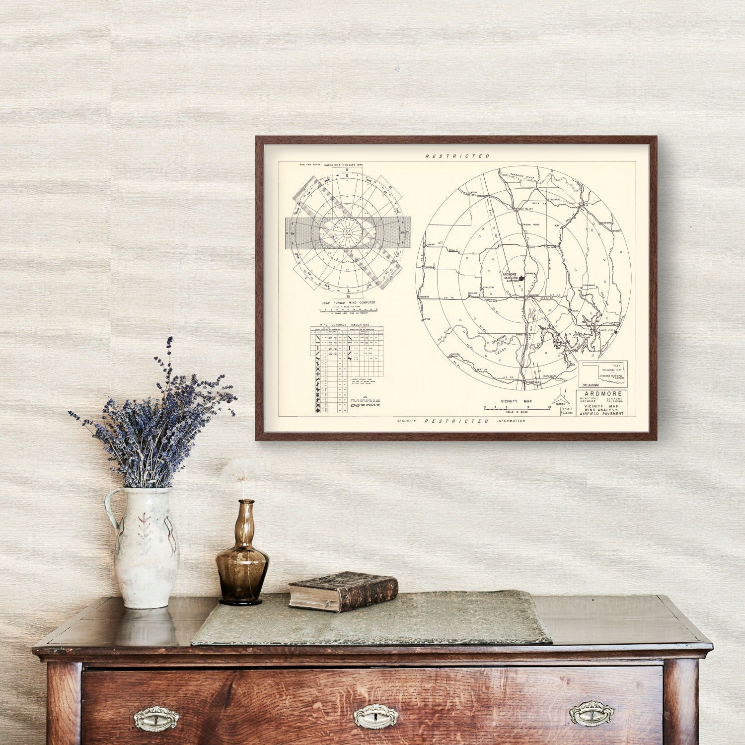 Vintage Map of the Ardmore Municipal Airport Vicinity, 1952
