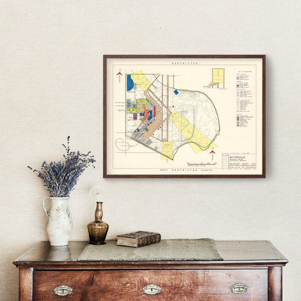 Vintage Map of Blytheville Municipal Airport, 1952