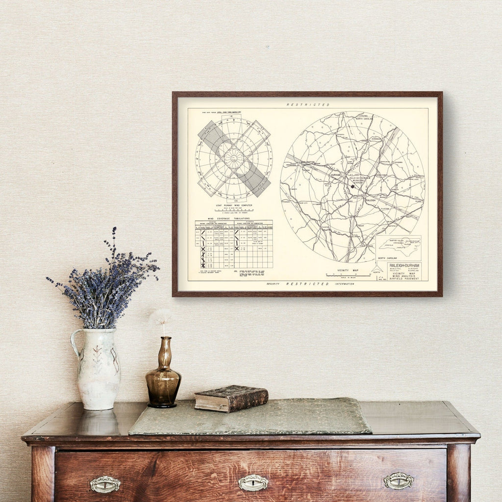 Vintage Map of the Raleigh - Durham Municipal Airport Vicinity, 1952