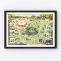 Vintage Map of the Adventures of Robin Hood, 1955