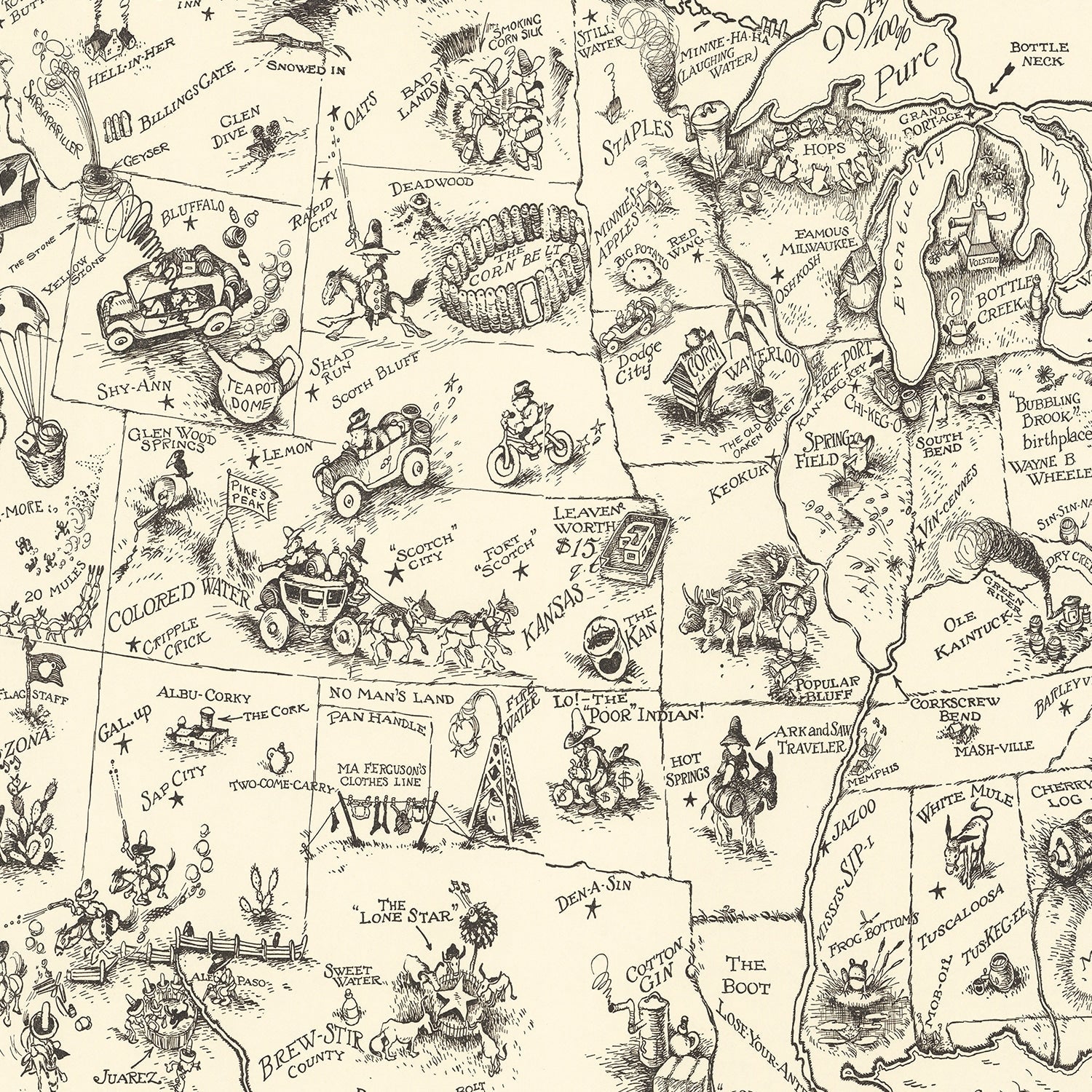 Vintage Map of United States 1926