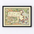 Vintage Map of Massachusetts 1930