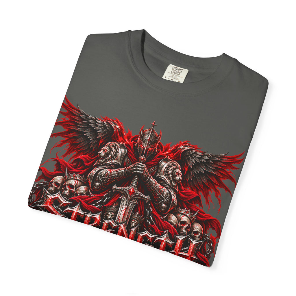 Strength Warrior T-Shirt — Gothic Skull Wings Graphic Tee