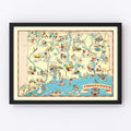 Vintage Map of Connecticut 1935