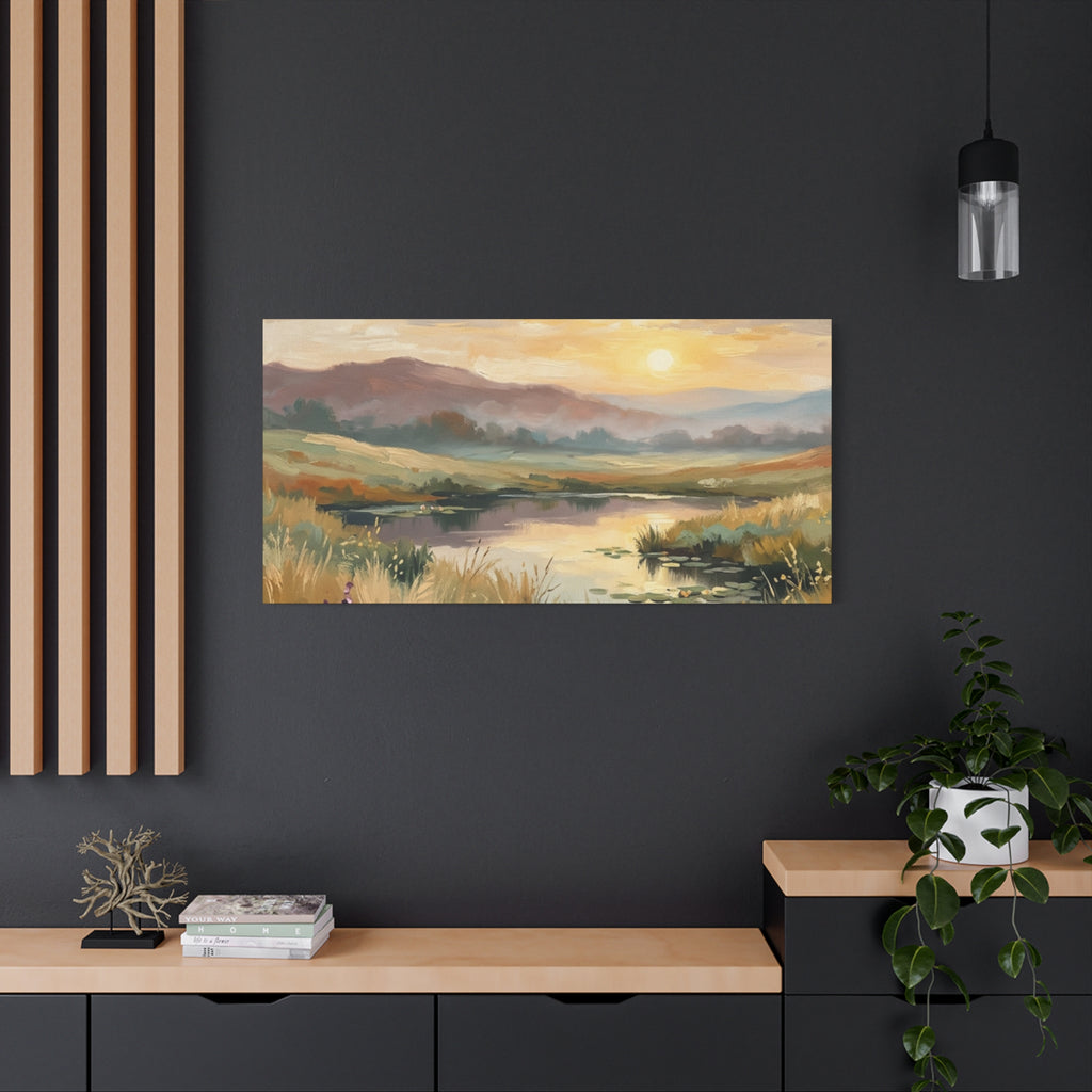 Sunset Meadow Canvas Wall Art — Stretched Matte Landscape Print