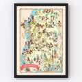 Vintage Map of Mississippi 1935