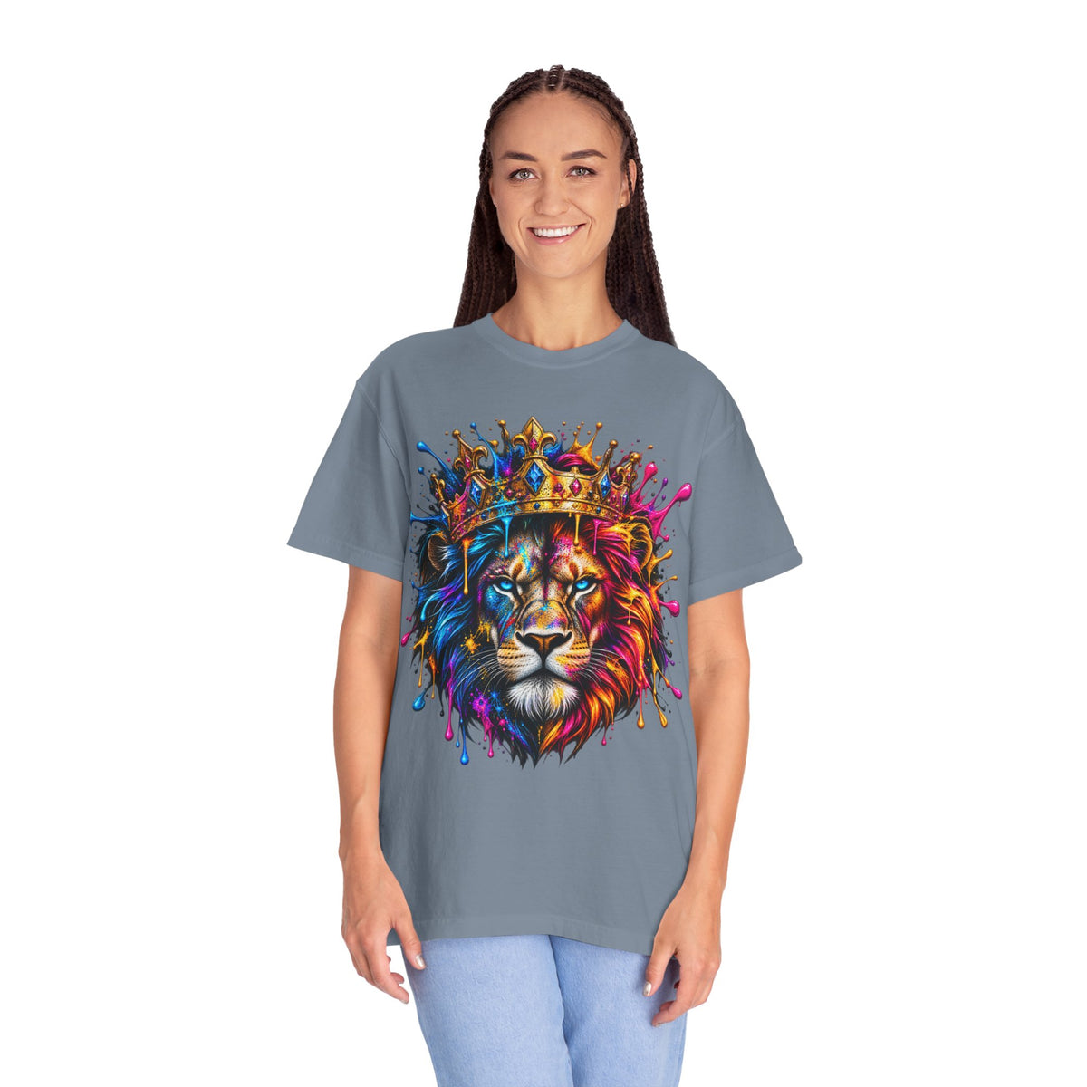 Color Splash Lion Tee — Regal Crown Graphic T-Shirt