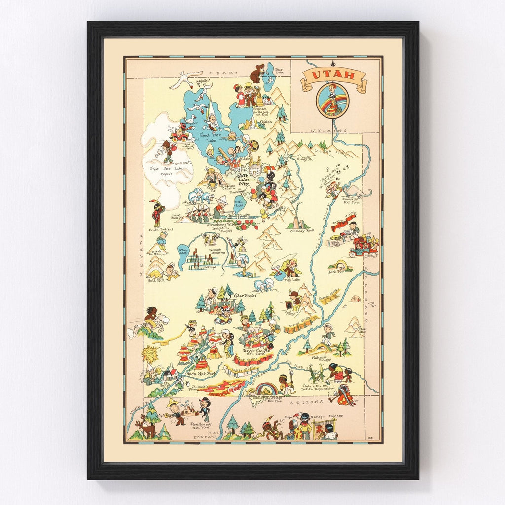 Vintage Map of Utah 1935