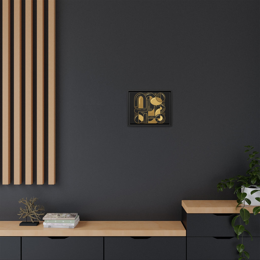 Gold Geometric Art Print — Framed Matte Canvas