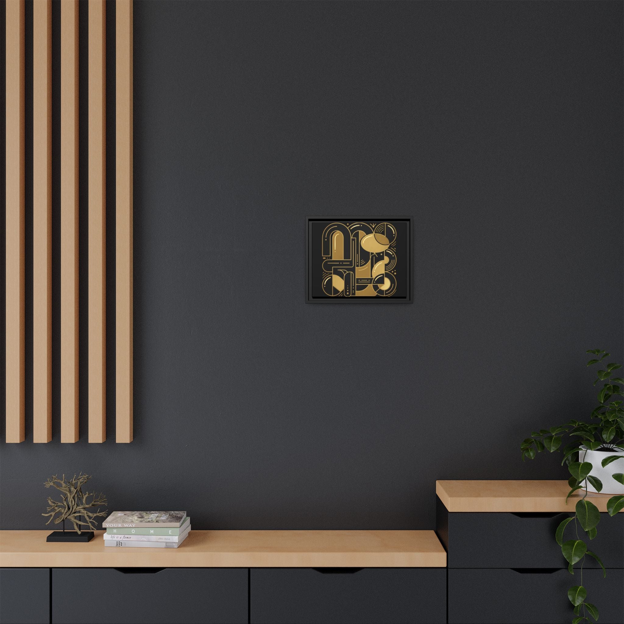 Gold Geometric Art Print — Framed Matte Canvas