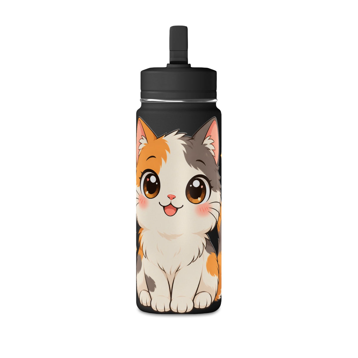 Cute Calico Cat Water Bottle, 20oz