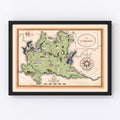 Vintage Map of Lombardy Italy, 1938