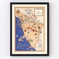 Vintage Map of Tuscany Italy, 1938