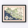 Vintage Map of Lazio Italy, 1938