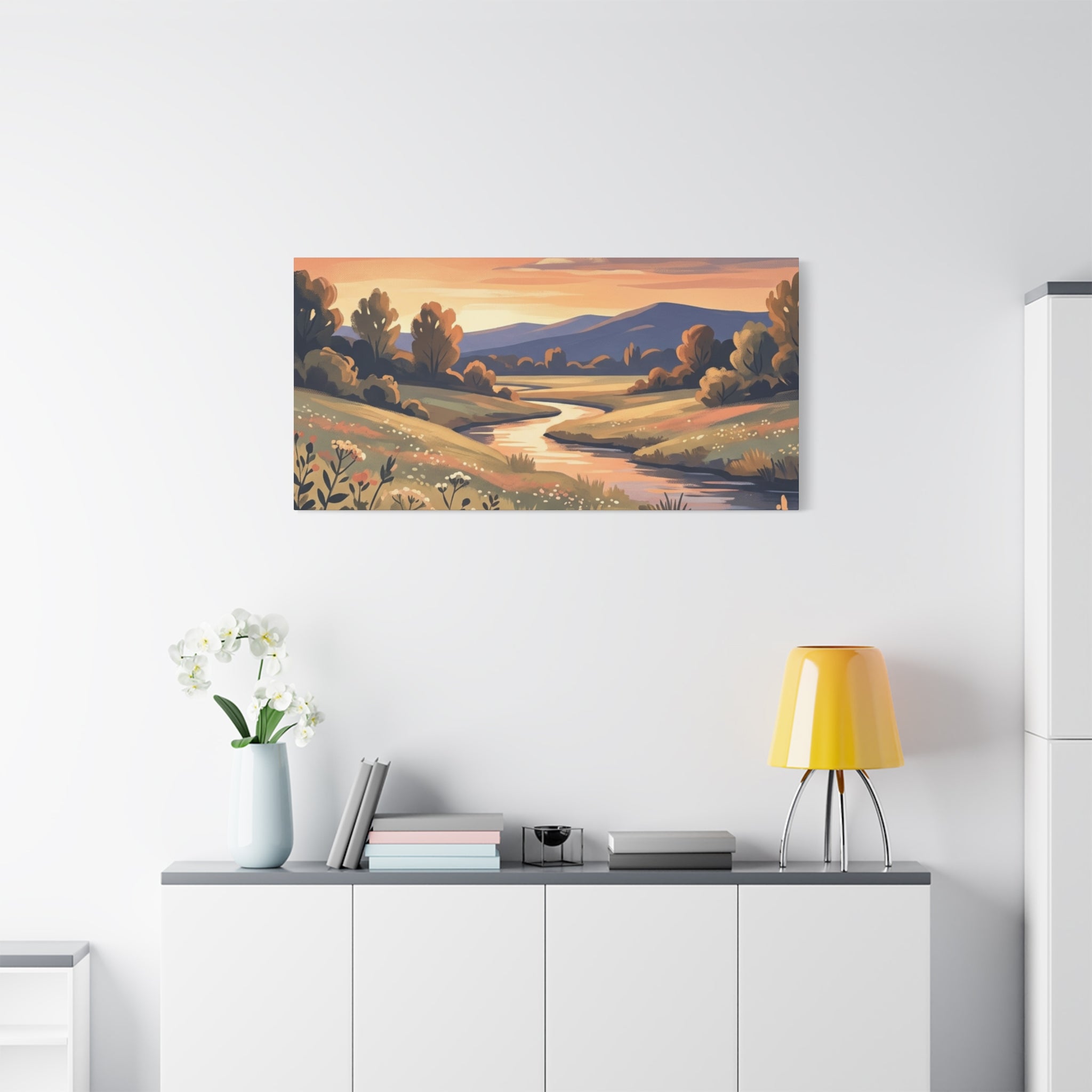 Sunset Meadow Canvas Wall Art