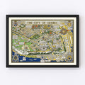 Vintage Map of Quebec, Canada 1932