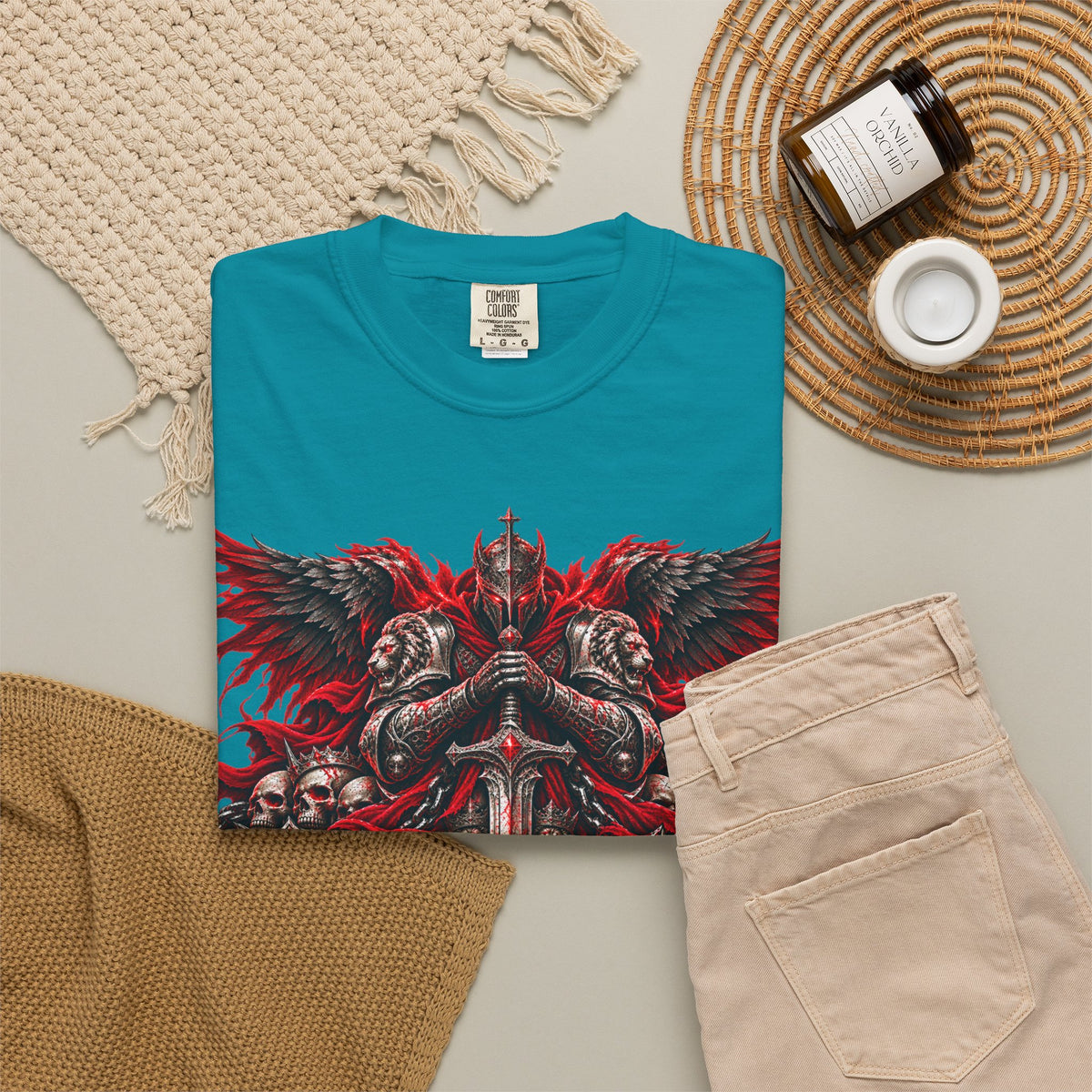 Strength Warrior T-Shirt — Gothic Skull Wings Graphic Tee