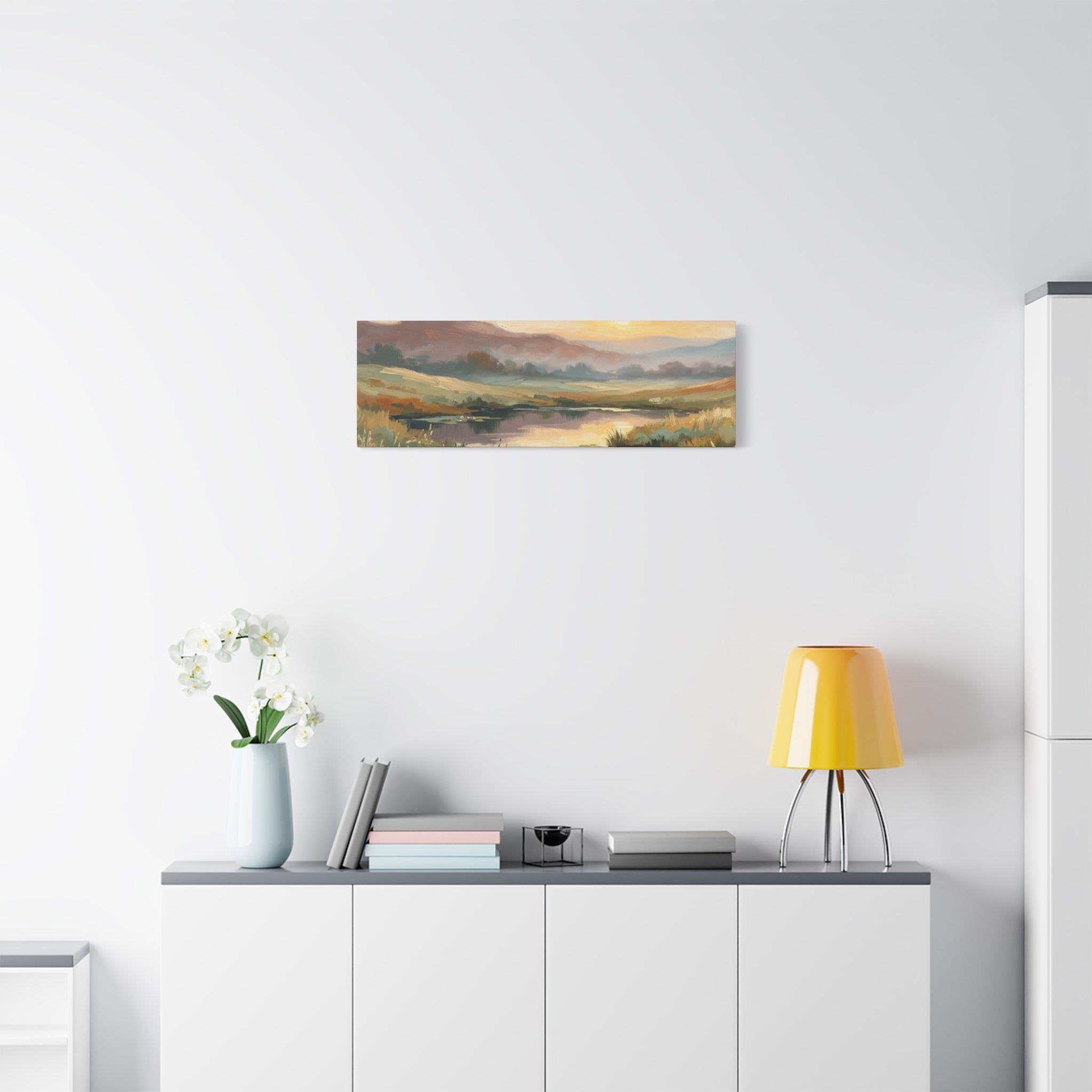 Sunset Meadow Canvas Wall Art — Stretched Matte Landscape Print