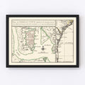 Vintage Map of Charleston, South Carolina 1753