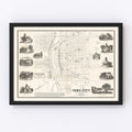 Vintage Map of Iowa City, Iowa 1854