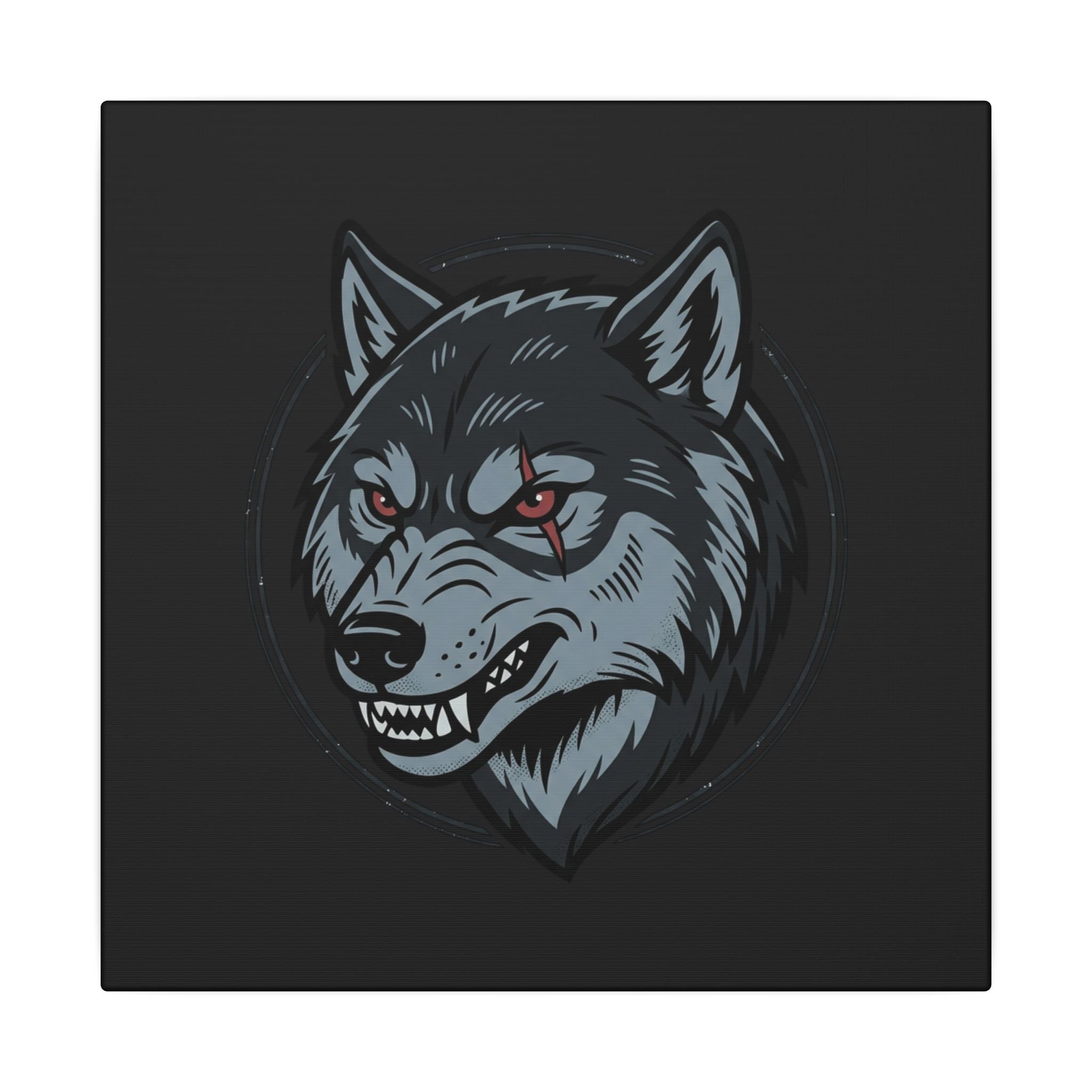 Wolf Head Canvas Wall Art — Fierce Gray Wolf Portrait Matte Stretched
