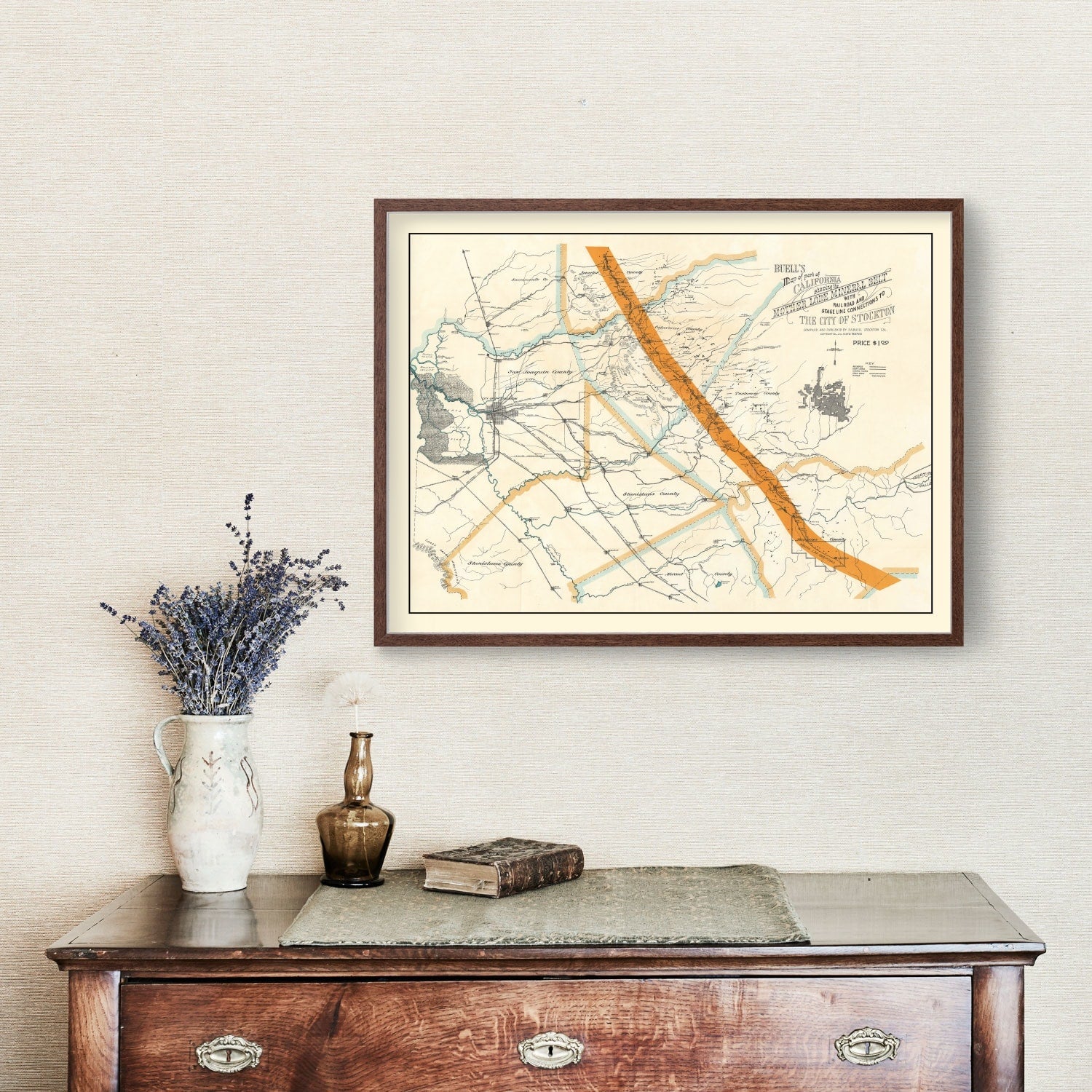 Vintage Map of Mother Lode Mineral Belt, 1898