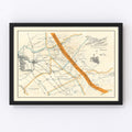 Vintage Map of Mother Lode Mineral Belt, 1898