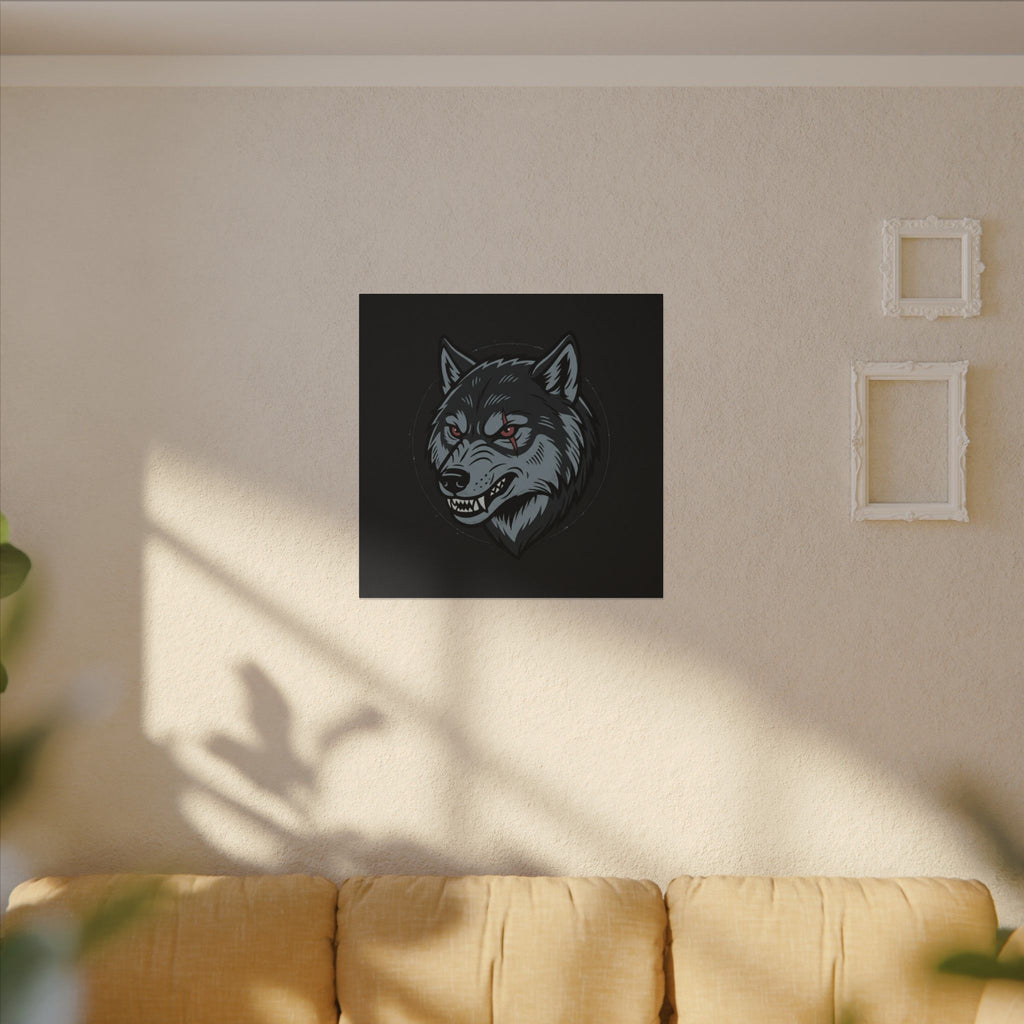 Wolf Head Canvas Wall Art — Fierce Gray Wolf Portrait Matte Stretched