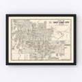 Vintage Map of Salt Lake City, Utah 1909