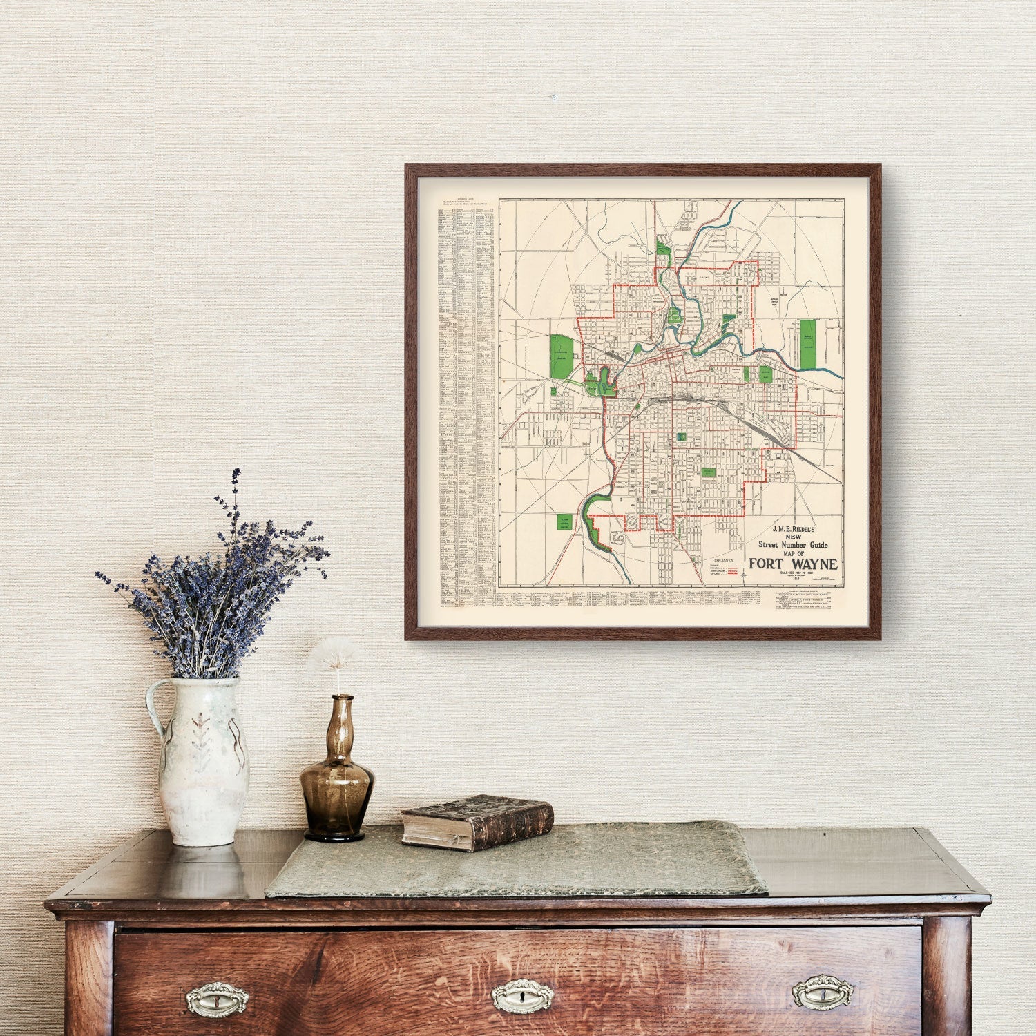 Vintage Map of Fort Wayne, Indiana 1919