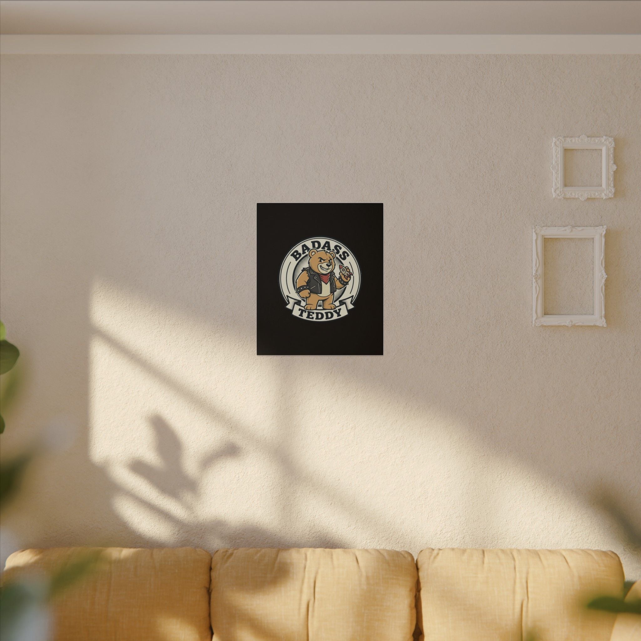Badass Teddy Canvas Wall Art — Edgy Teddy Bear Stretched Matte Print