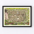 Vintage Map of Jerusalem, Israel 1645