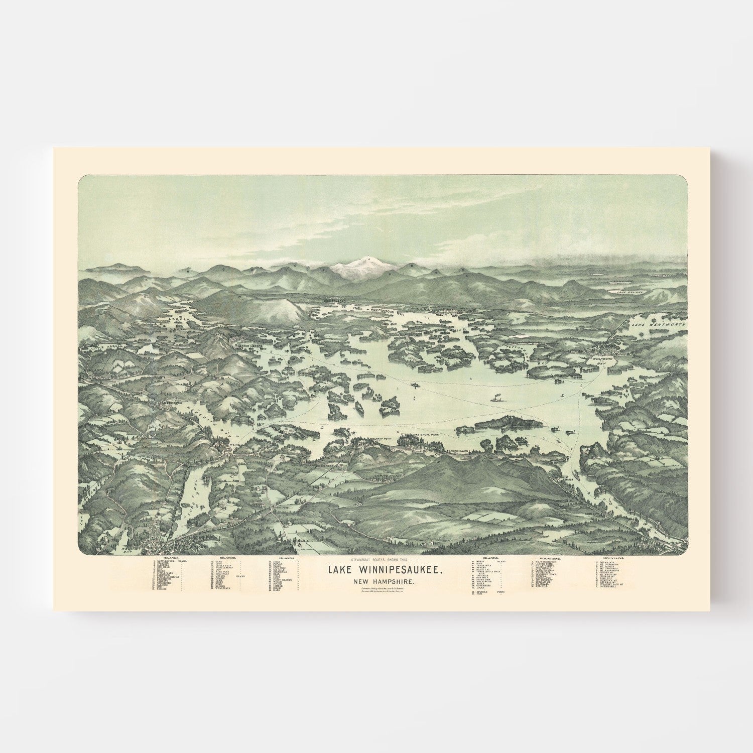 Vintage Map of Lake Winnipesaukee, New Hampshire 1909