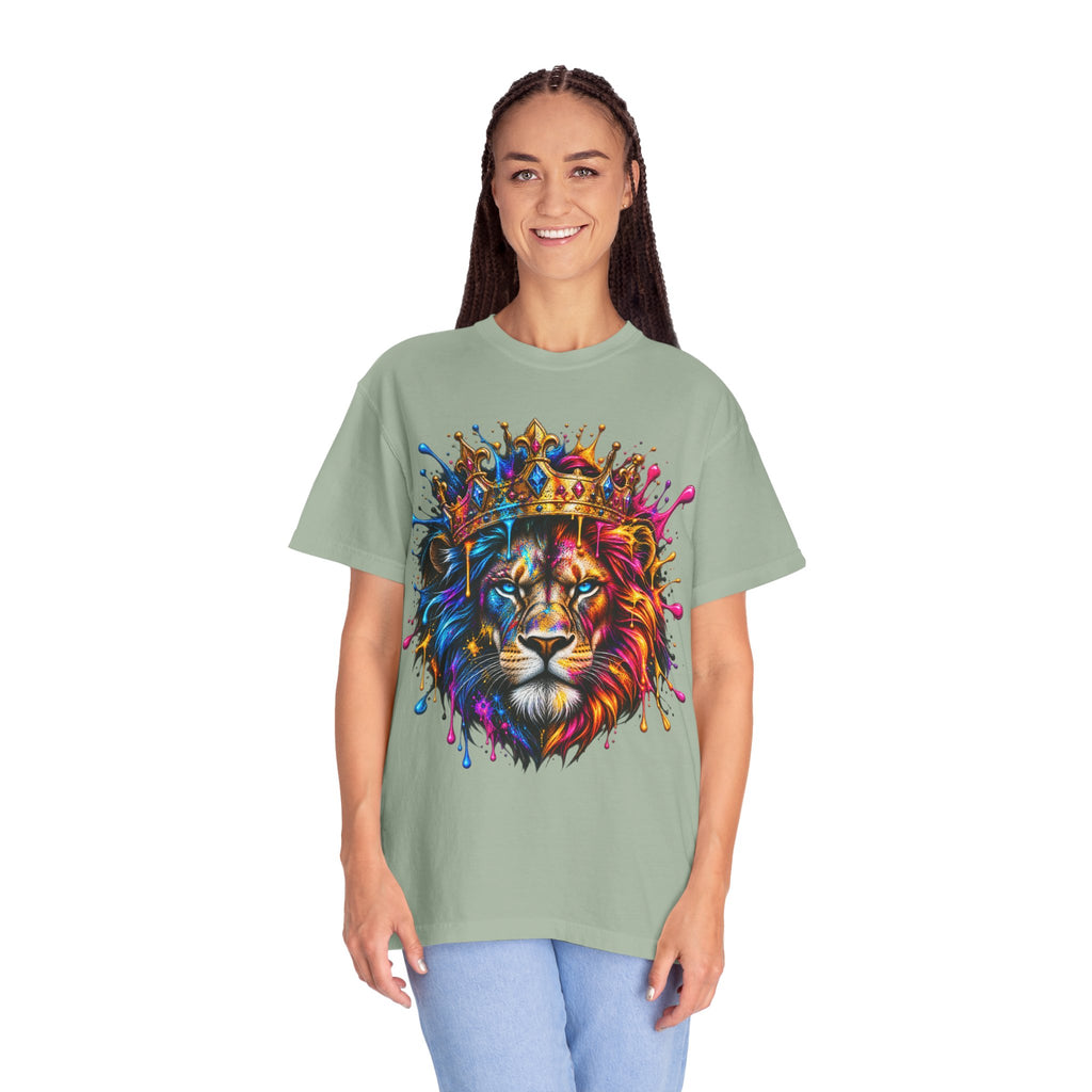 Color Splash Lion Tee — Regal Crown Graphic T-Shirt