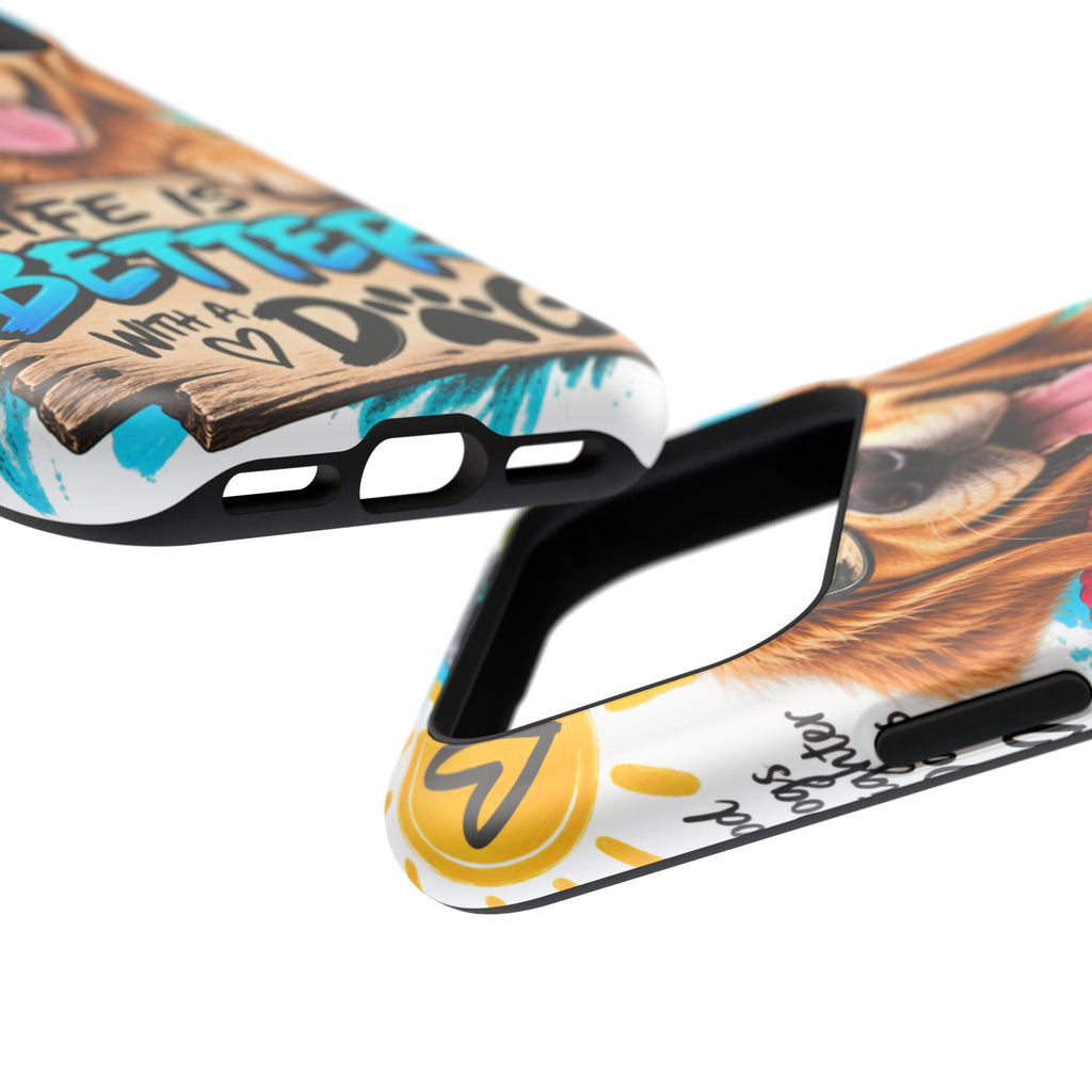 Impact-Resistant Phone Case — "Life Is Better With a Dog" Tropical Dog Design