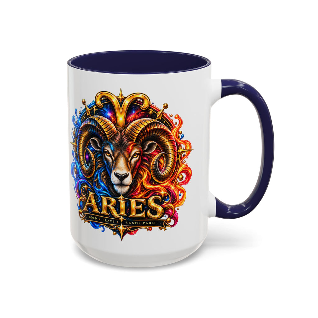 Aries Zodiac Coffee Mug — Colorful Ram Astrology Accent Mug (11/15oz)