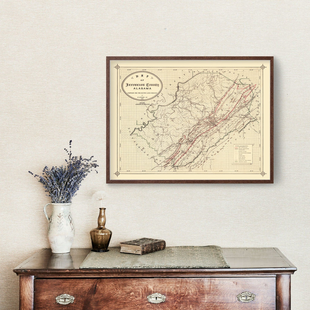Vintage Map of Jefferson County, Alabama 1892