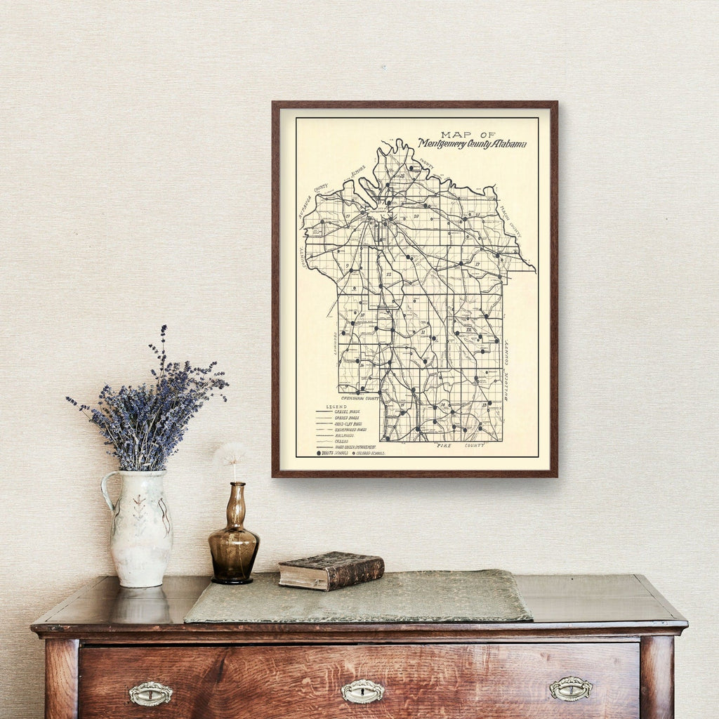 Vintage Map of Montgomery County, Alabama 1918