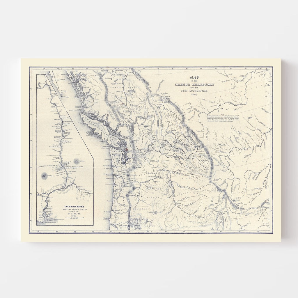 Vintage Map of Washington 1849