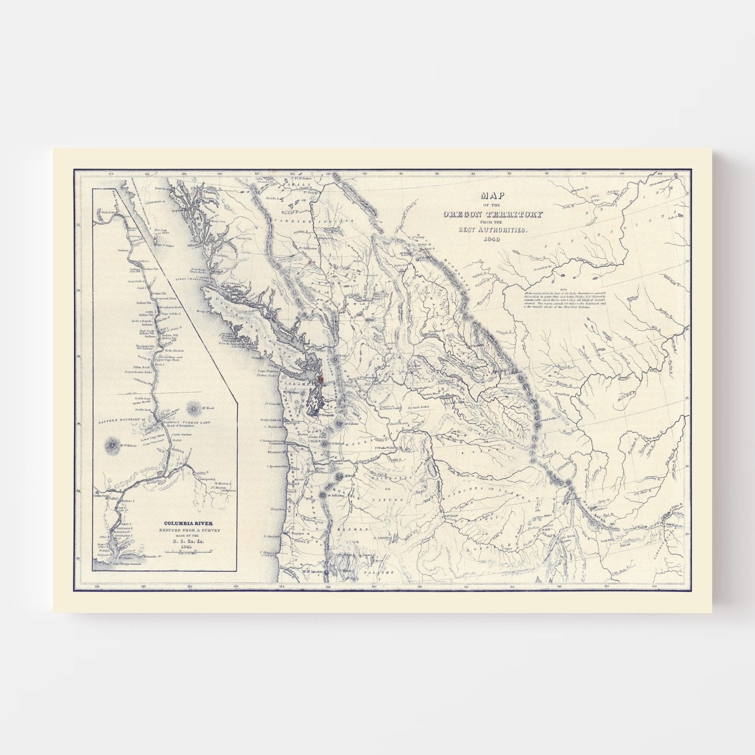 Vintage Map of Washington 1849
