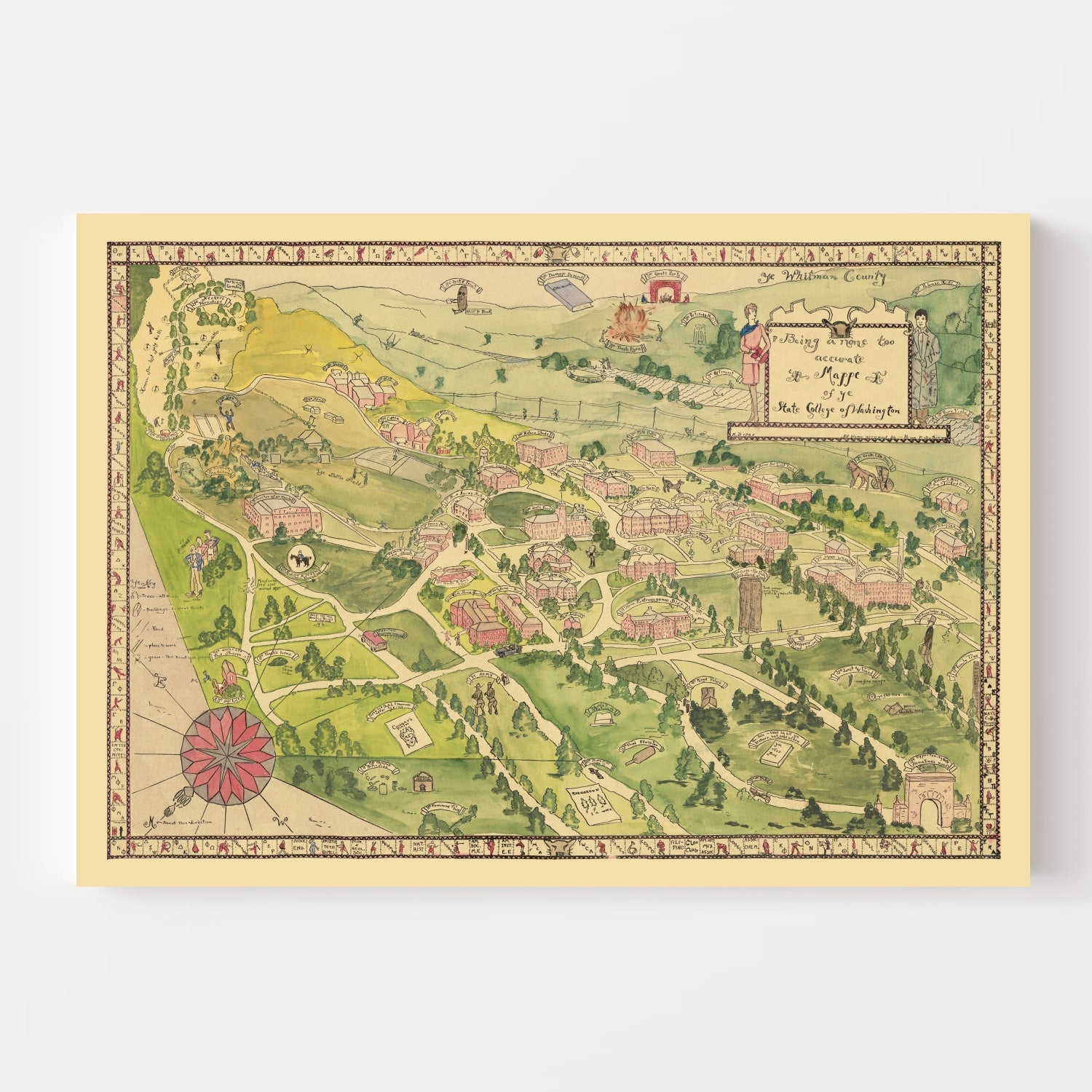 Vintage Map of Washington State University, 1928