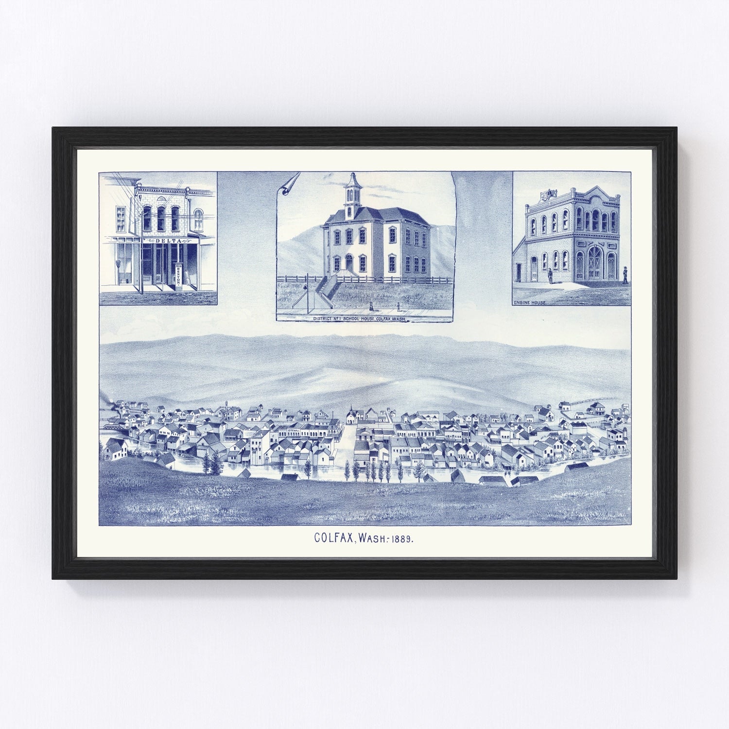 Vintage Map of Colfax, Washington 1889