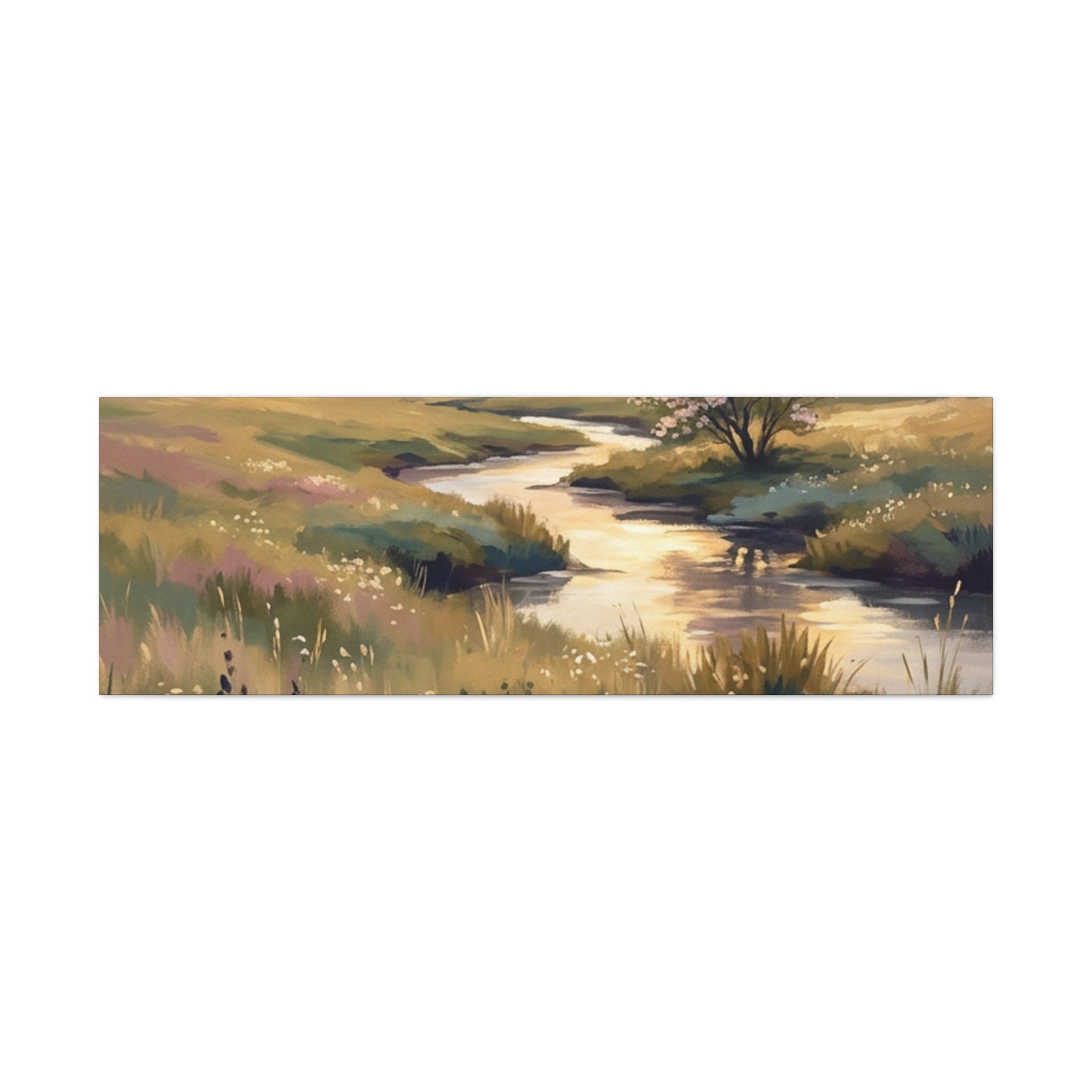 Serene Meadow Stream Matte Canvas Art — Stretched Wall Decor