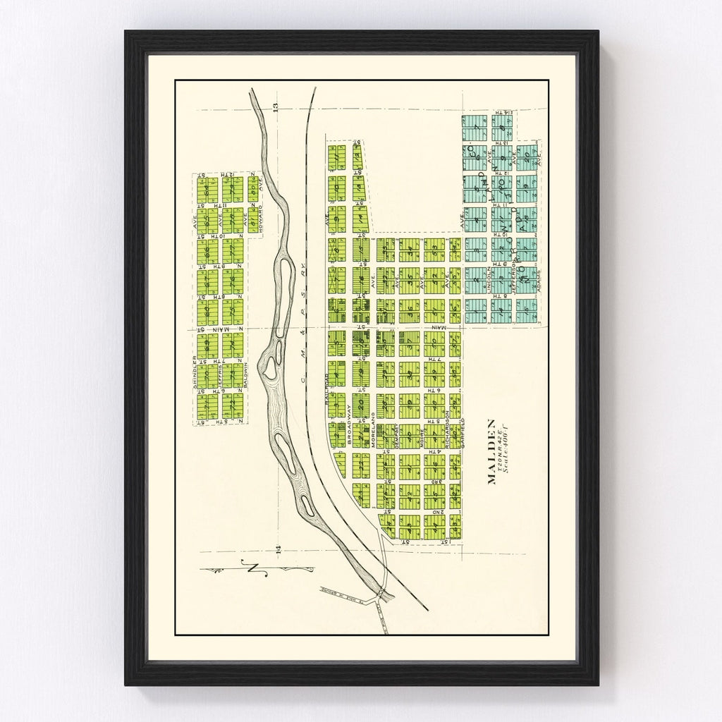 Vintage Map of Malden, Washington 1910