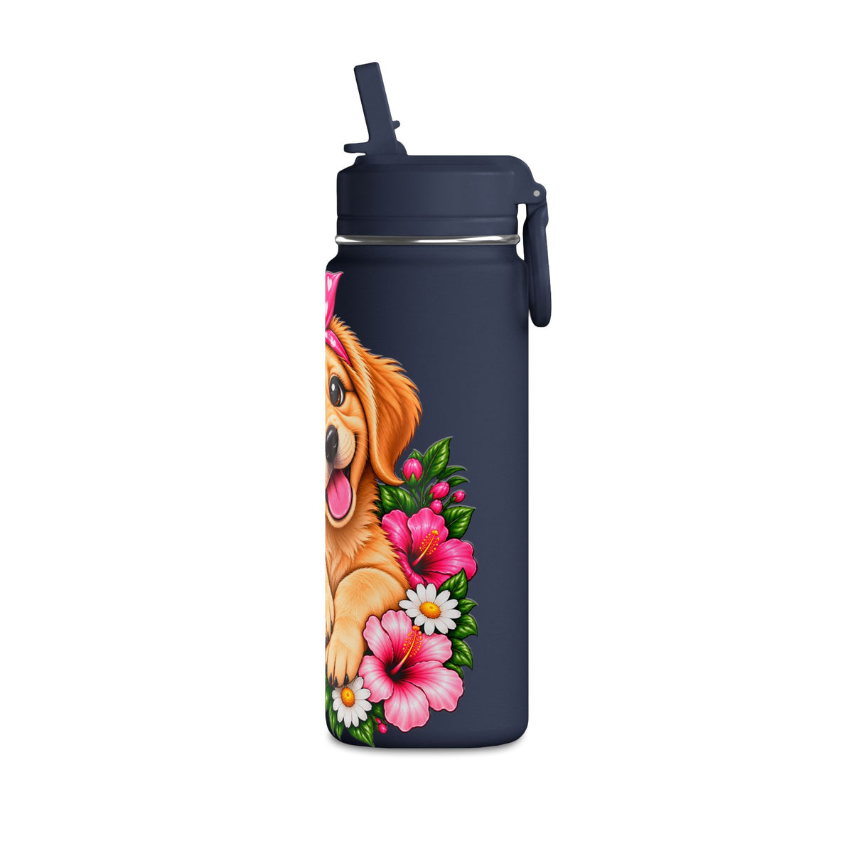 Puppy Floral 20oz Water Bottle