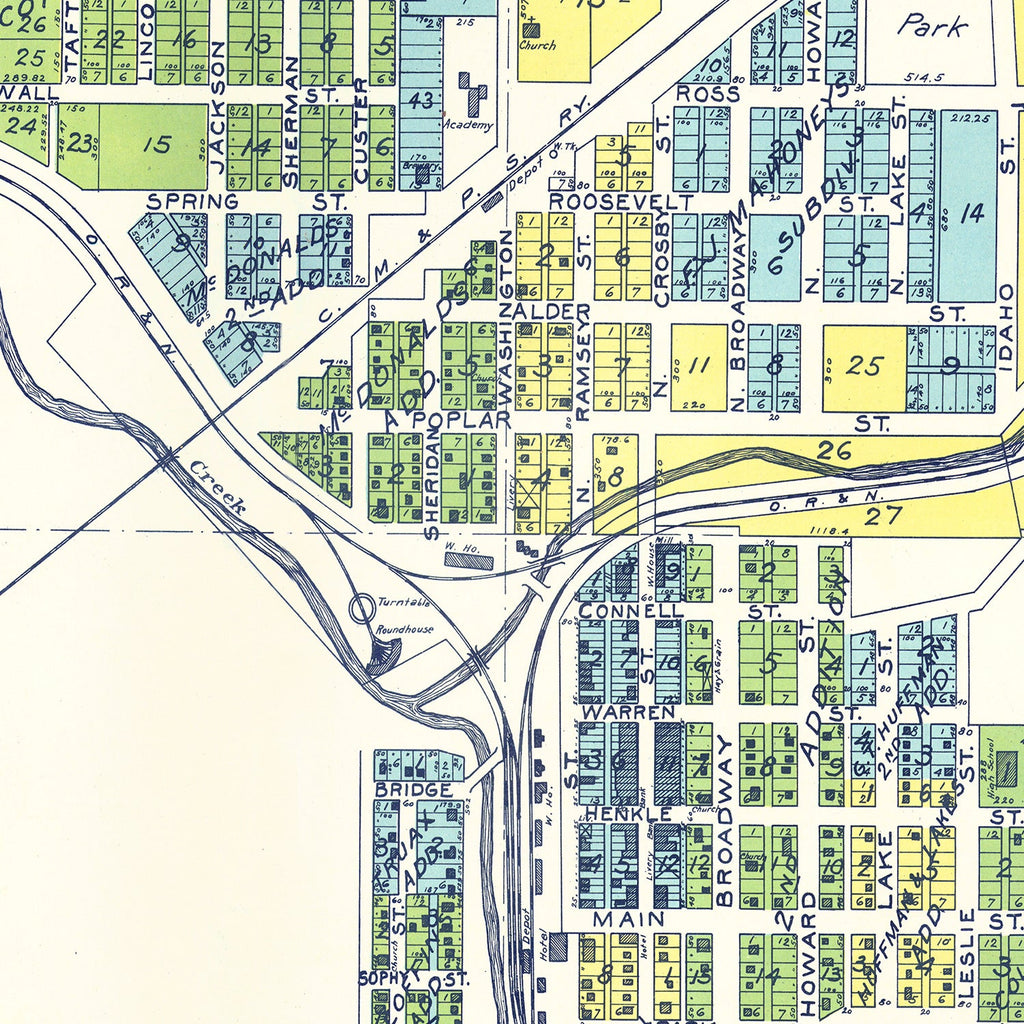 Vintage Map of Tekoa, Washington 1910