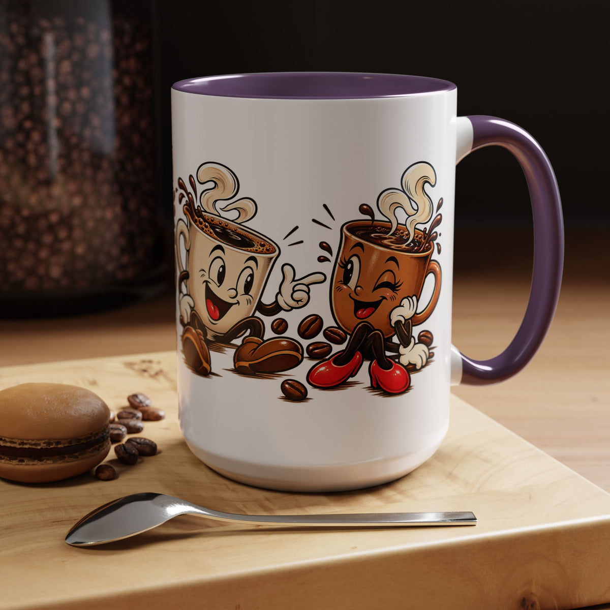 Coffee Cartoon Mug — Cute Dancing Coffee Cups Accent Mug