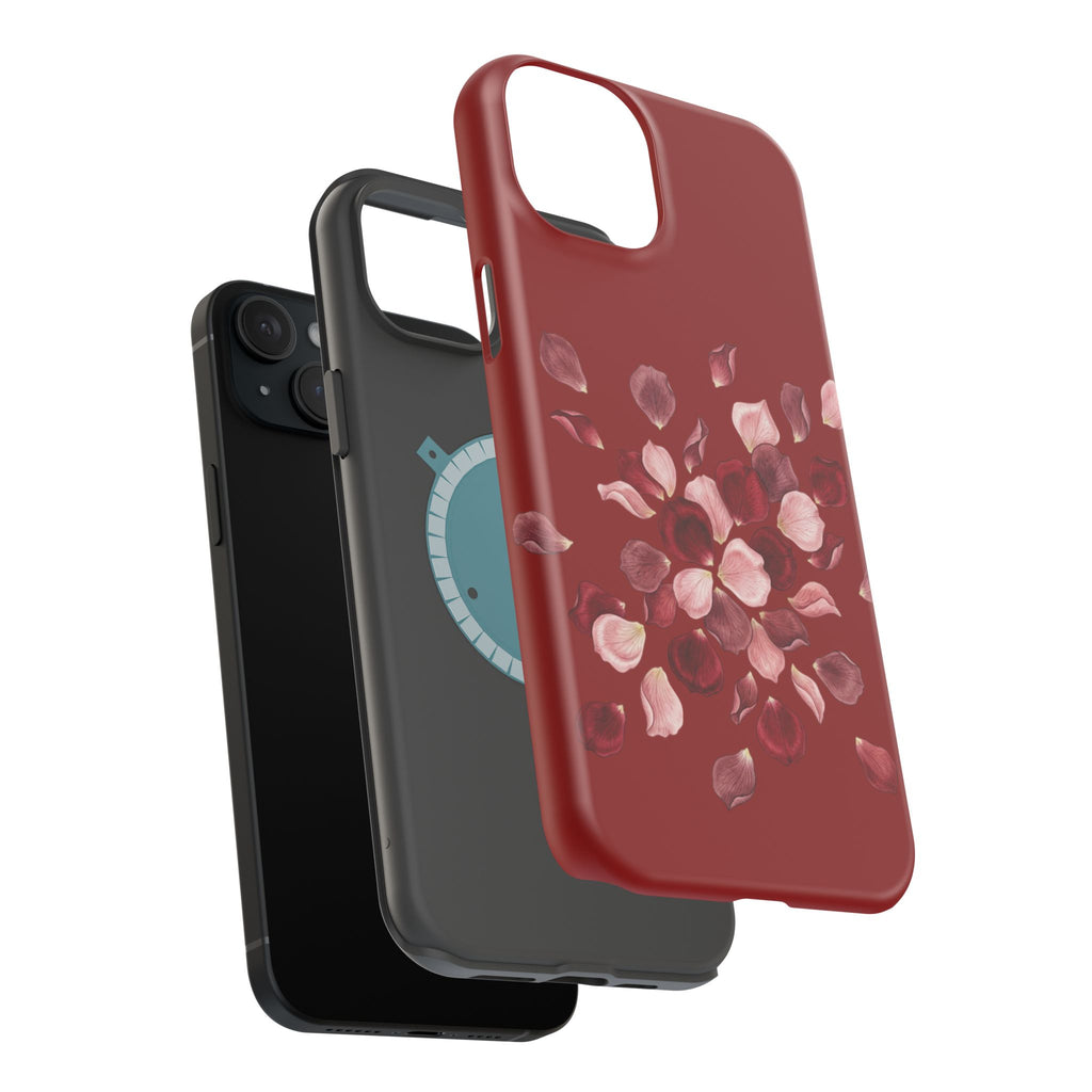 Phone Case — Red Floral Petal Magnetic Impact-Resistant Cover
